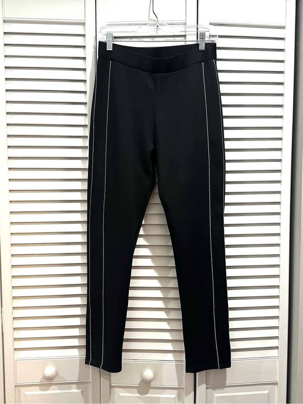 Liu Jo stretch Slim leggings with silver beaded side trim. No size tag